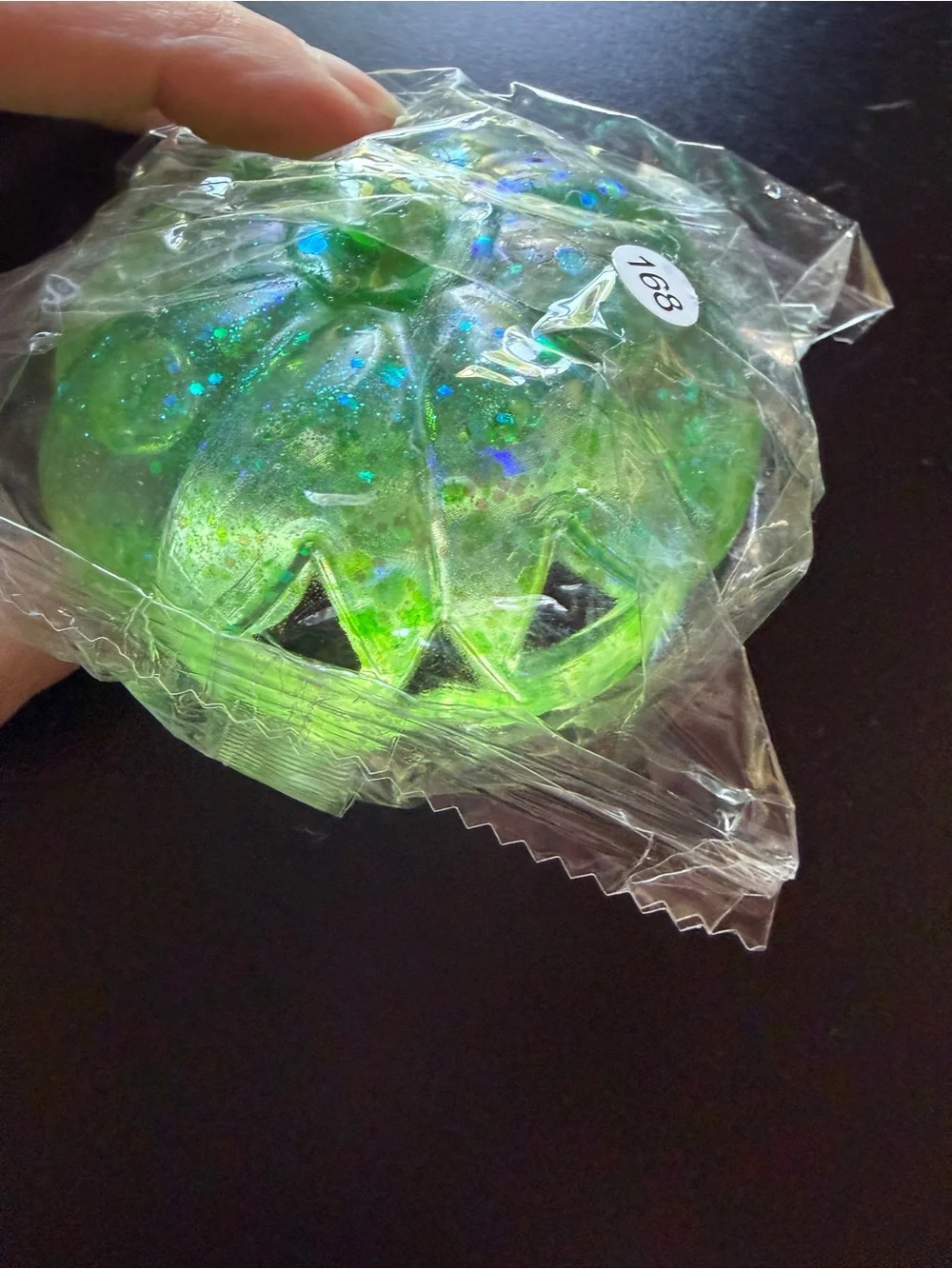 New Green Sugar Sparkle Halloween Pumpkin Jack-o-Lantern Squishy Glitter Toy 5+